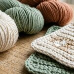 Assortment of premium 100% cotton yarn skeins with finished absorbent crochet drink coasters